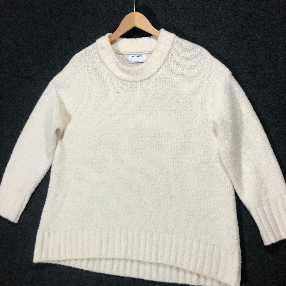 Old Navy Cream Knit Sweater Cozy Pullover Long Sleeve Casual Womens M